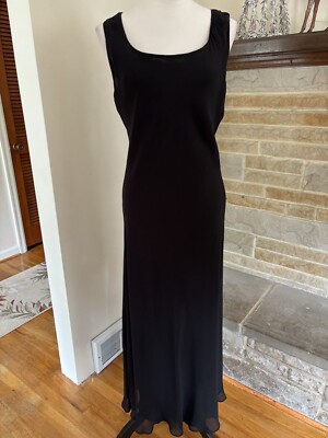Donna Ricco New York classic black lined maxi sheath dress sz 10 | eBay