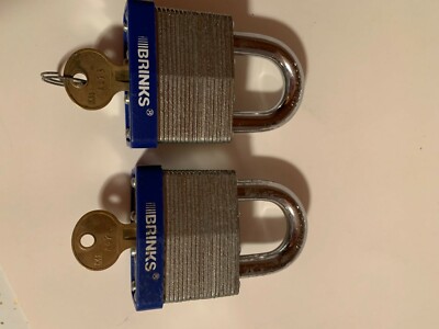 TWO BRINKS PADLOCKS WITH KEYS   HEAVY PADLOCKS   ESTATE FIND 