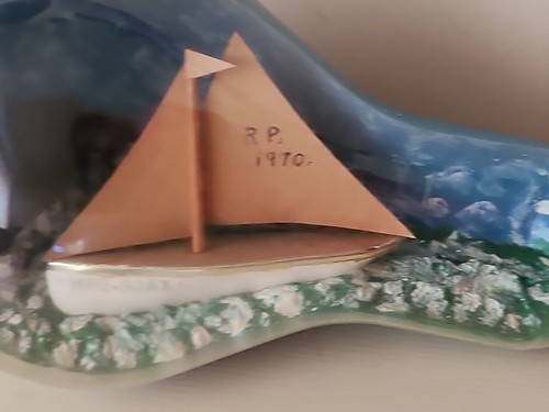 Ship In A Lightbulb HMS Ajax With Lighthouse Scene 1970 R P Nautical Scene - Picture 6 of 9