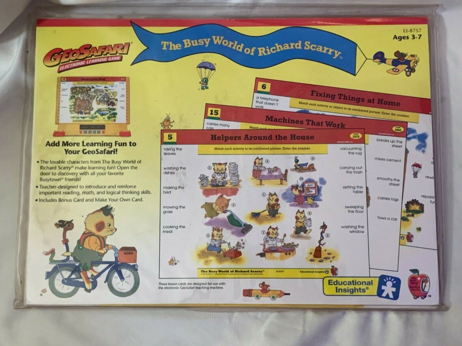 GeoSafari BUSY WORLD OF RICHARD SCARRY 10 double sided cards 20 Lessons EI-8757