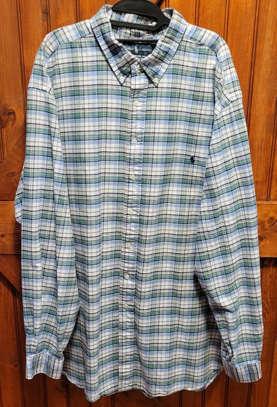 Camicia Ralph Lauren da uomo 3XLT alta verde a quadri vestibilità classica pony abbottonato