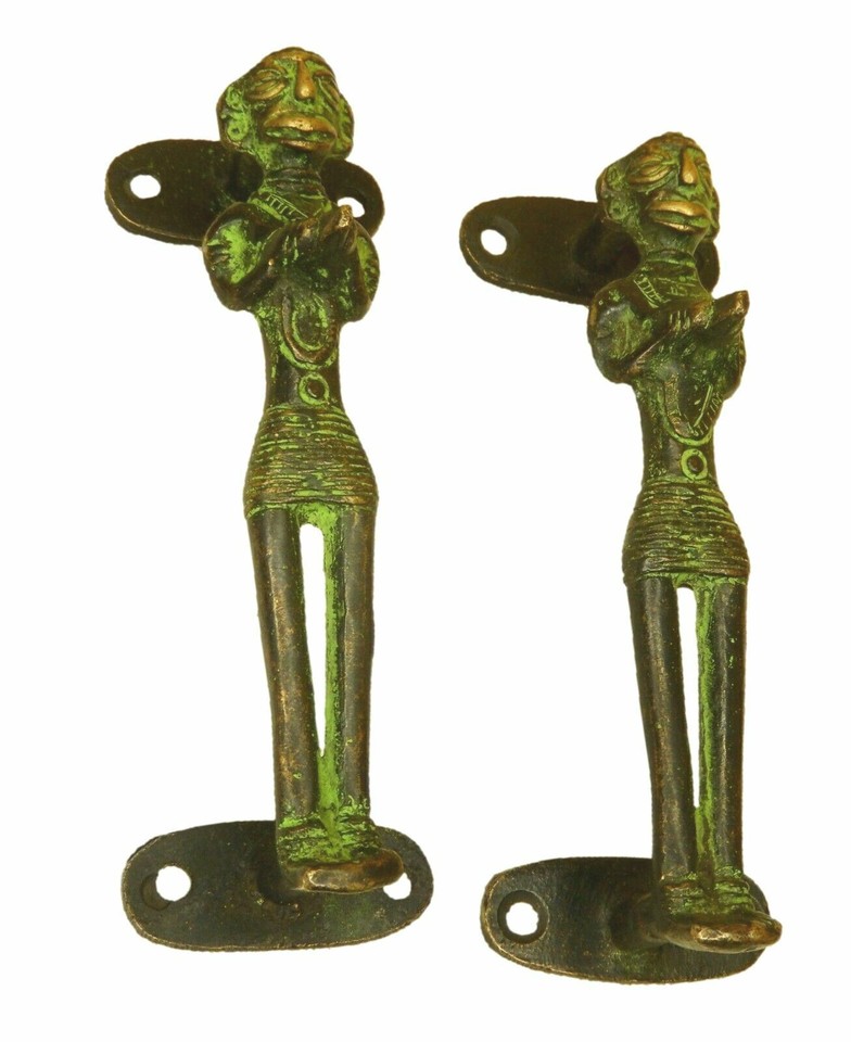 Tribal Lady Door Handle Victorian Style Handmade Brass Wardrobe Window