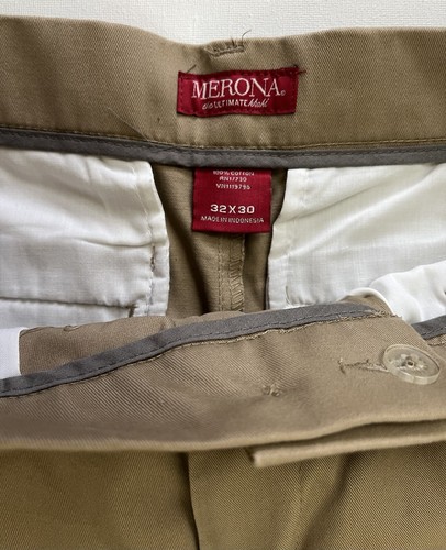Merona Beige Men's Chino Pants 32x30 Flat Front 100% Cotton P06 - Picture 3 of 10