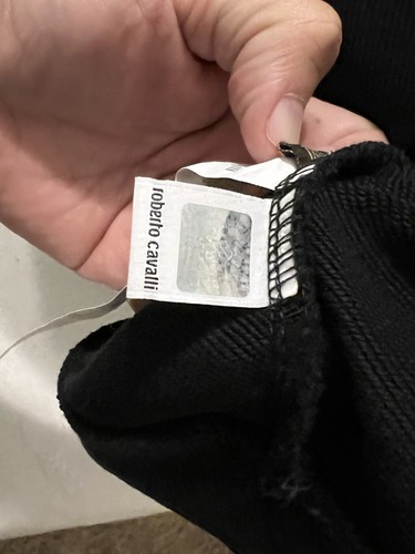 Authentic Roberto Cavalli Black Logo Printed Cotton Hoodie Womens XXL Luxury - Picture 7 of 8