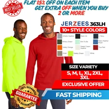 Jerzees 363LH Unisex Long Sleeve Classic Fit 100% Cotton Hooded T-Shirt