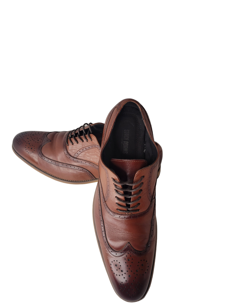 Stacy‎ Adams Mens Cognac Brown Leather Wingtip Oxford Dress Shoes 25064-221 12M Stacy Adams - Dunbar Wingtip Oxford - Cognac - 25064-221  main image 3