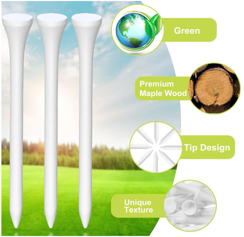 1000 Pcs 3-1/4 Inch Tall Golf Tees Bulk Long Wood Golf Tees White Golf Tees - Picture 3 of 7