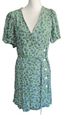 Ladies Button up Wrap Dress NWT Size 14  Green Floral (0257)
