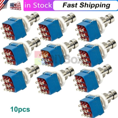 10PCS 3PDT 9-pin Foot Metal Switch Guitar Effects Pedal Box Stomp Bypass US