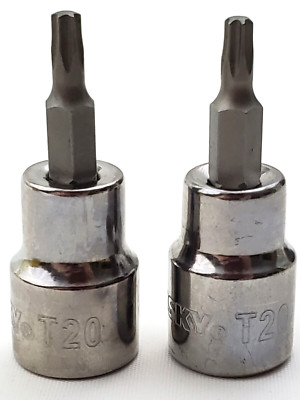 Lot of 2 Husky T20 Torx Bit Sockets 3/8'' Drive