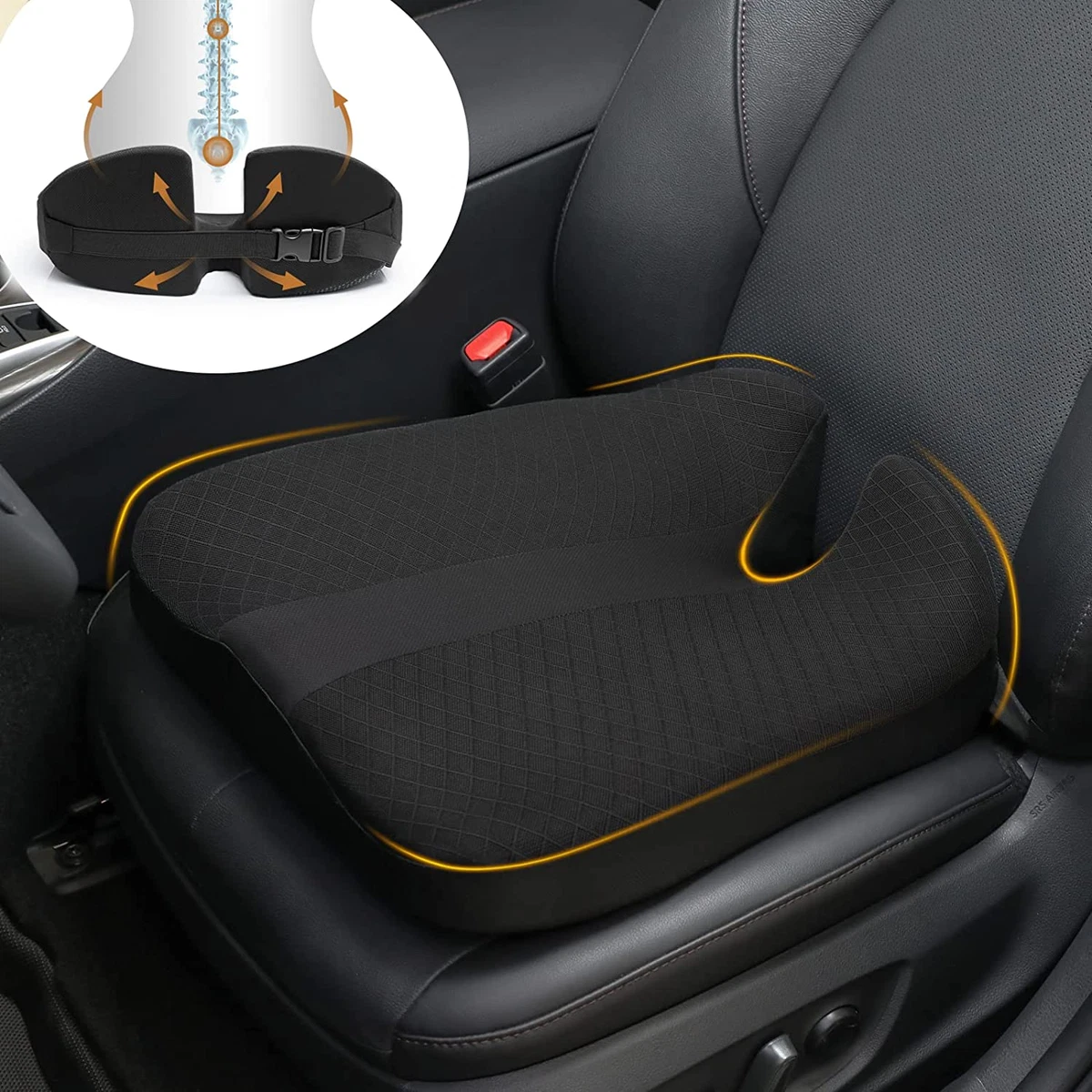 Car Seat Cushion, Memory Foam Auto Wedge Seat Pad, Comfort Low Back and  Tailbone Sciatica Pain Relief Driving Pillow, Breathable Non Slip  Orthopedic