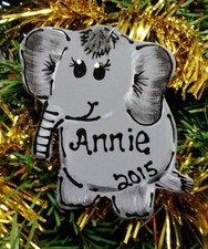 ELEPHANT Christmas ORNAMENT Personalize U CHOOSE NAME YEAR Jungle Safari Zoo