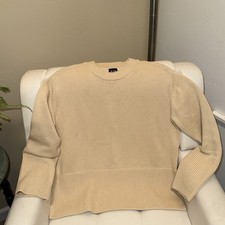 Gap Women's Sweater Crew Neck Lg Slv, Ecrue/Beige sz M Cotton