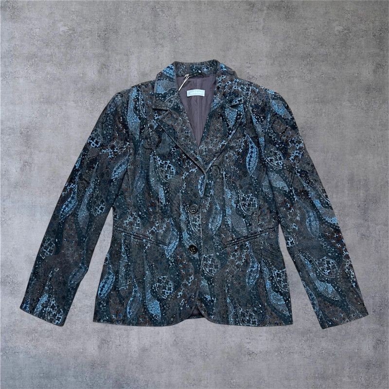 Steilmann Patterned Blazer Blue Brown Tailored UK… - image 3