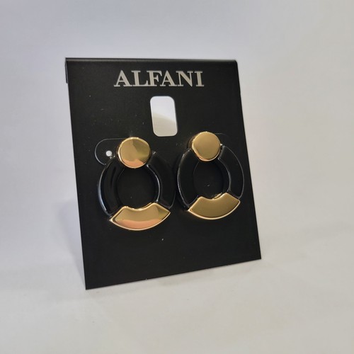 Alfani Gold-Tone & Black Color Circle Drop Earrings Two Tone NEW - Picture 2 of 4