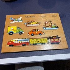 VTG Vintage Fisher-Price "Vehicles" 508, 8 Piece Wooden Puzzle, Ages 1.5 - 4