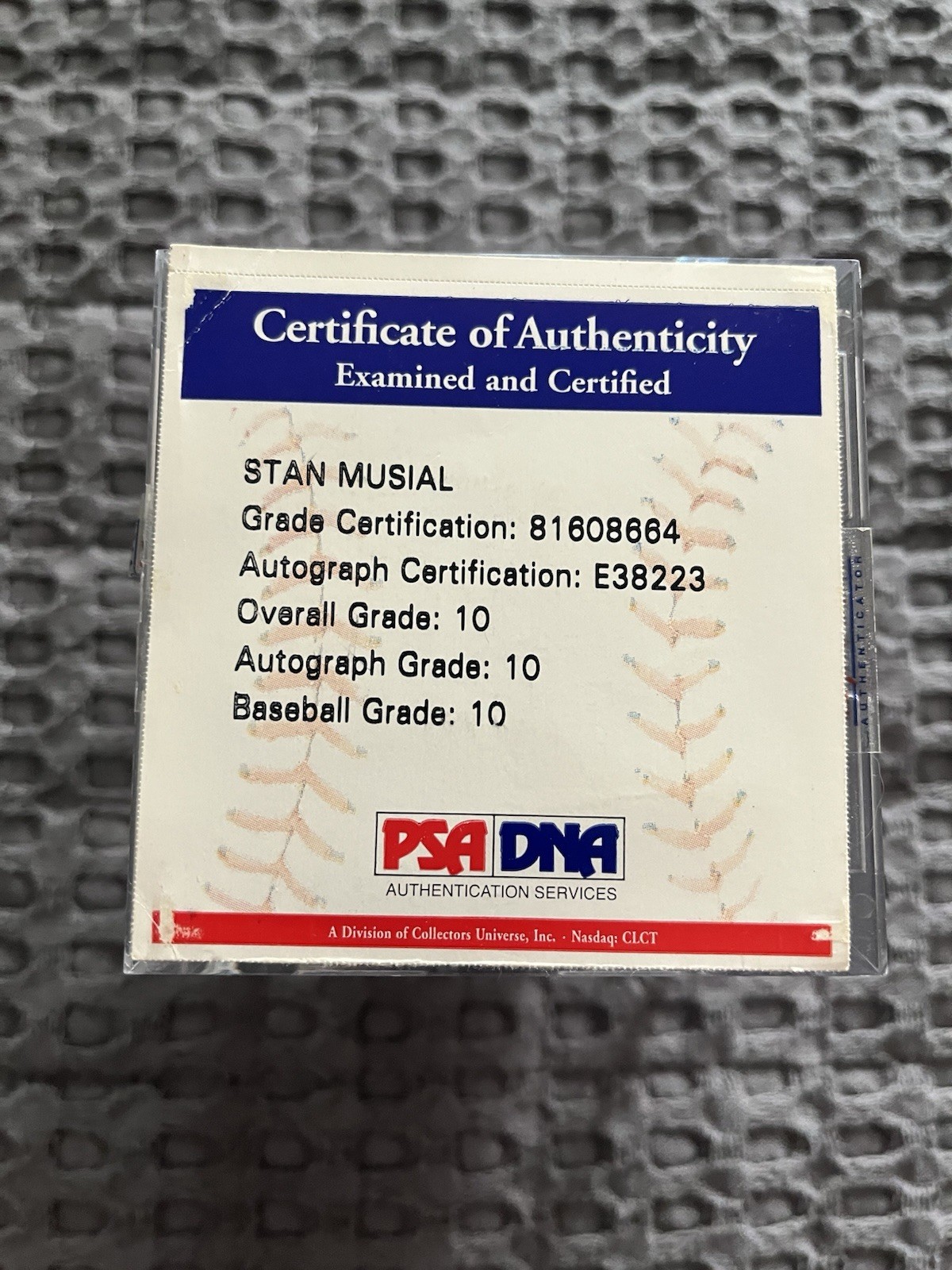 Stan Musial Autographed Baseball PSA/DNA 10 Sweet Spot HOF St. Louis Cardinals view 2