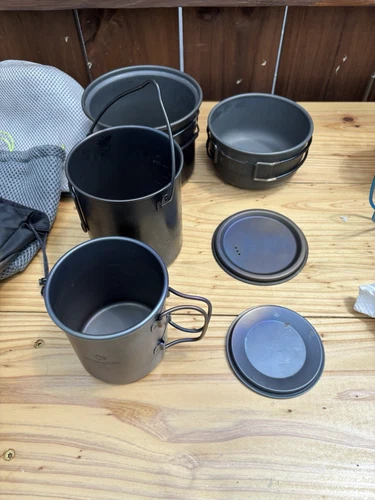 Camping Cookware Set Titanium/ Hard Anodized Aluminum
