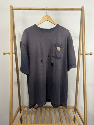 VTG Carhartt Gradient Sun Faded Thrashed Worn WIP Work Pocket T-Shirt 2XL
