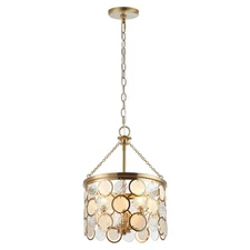 Kira Home Estelle 18" Modern Chic 3-Light Crystal Pendant Chandelier, Wavy Gl...