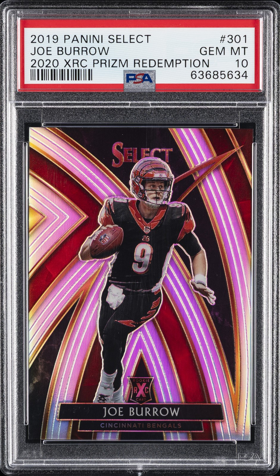 2019 PANINI SELECT 2020 XRC PRIZM REDEMPTION #301 JOE BURROW PSA 10
