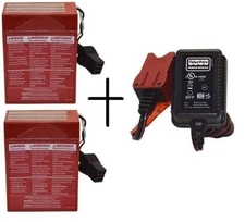 Replacement for POWER WHEELS 12 V RED BATTERIES AND CHARGER. 2 BATTERIES AND