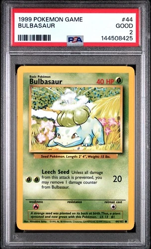 1999 POKEMON BASE SET UNLIMITED #44 BULBASAUR PSA 2