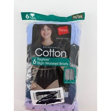 Hanes Just My Size Womens 6 Pack High Waisted Briefs Cotton Tagless 11/3X Multi
