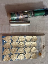 Embossing foils silver, mint green, gold leaves crafting