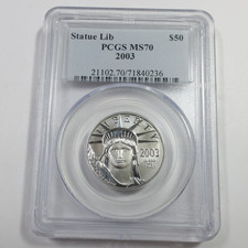 2003 PCGS MS70 - 1/2 oz Platinum Eagle Statue Liberty $50 US Coin #60357A 3358.60 per troy oz