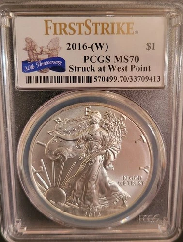 2016 W Silver American Eagle MS-70 PCGS (First Strike) West Point Mint