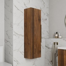 1200 x 350mm Fluted Wall Mounted Tall Bathroom Cabinet Storage Cupboard Walnut