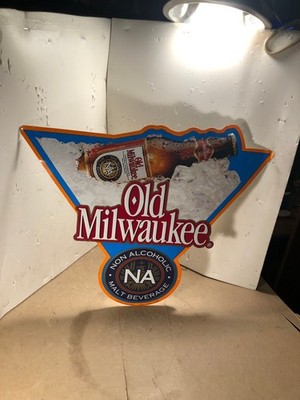 vintage old Milwaukee beer sign 1992 Tin,  Stroh brew co. Detroit Mich.