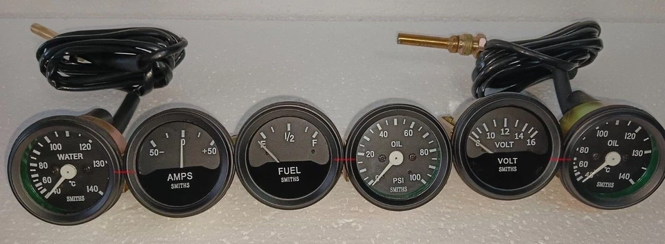 Smiths Gauges Kit Water Temp+ Oil + Fuel+ Volt +Amp +Oil Temp Black Bezel - Image 3 of 3