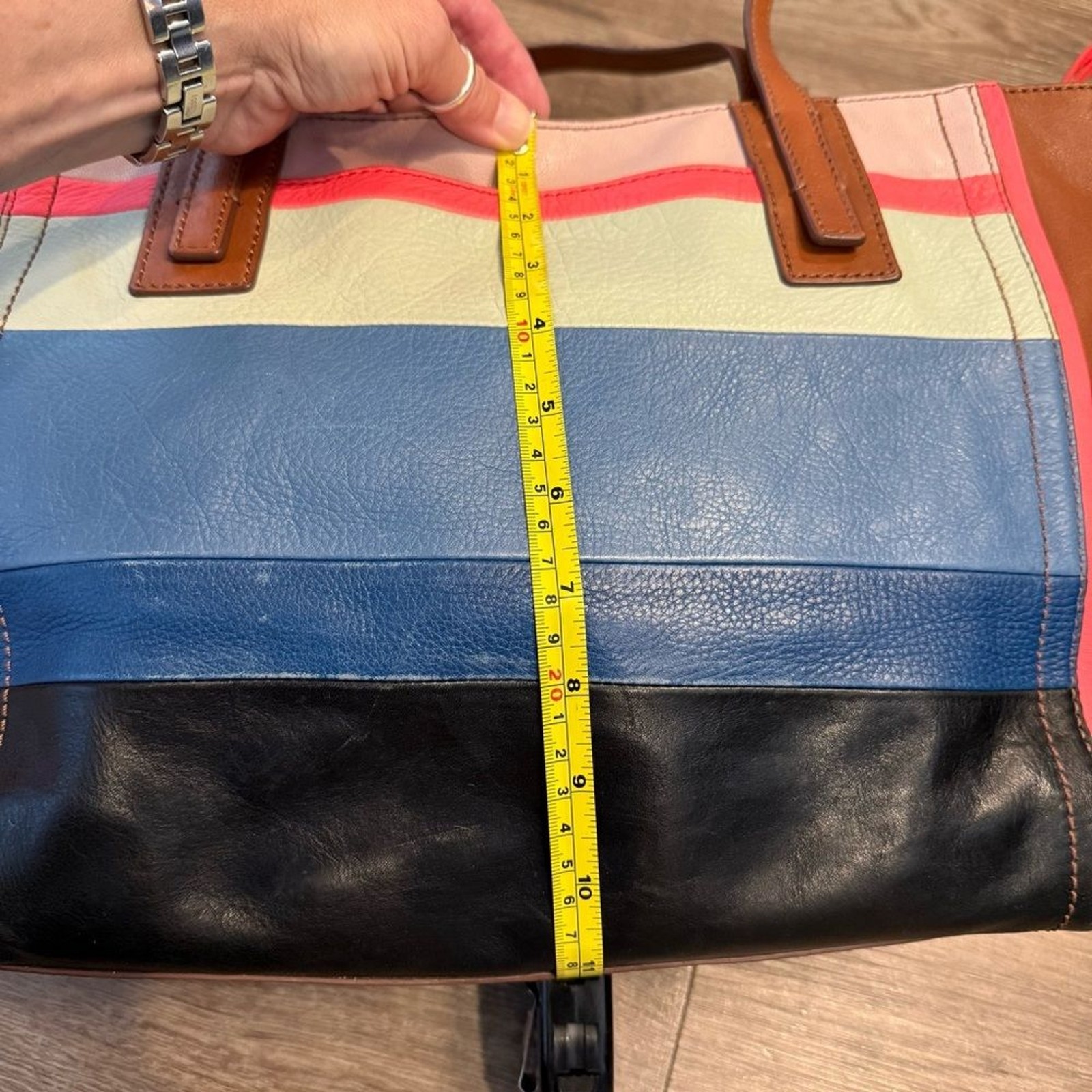 Fossil Emma Multicolor Patchwork Leather Tote Sho… - image 6