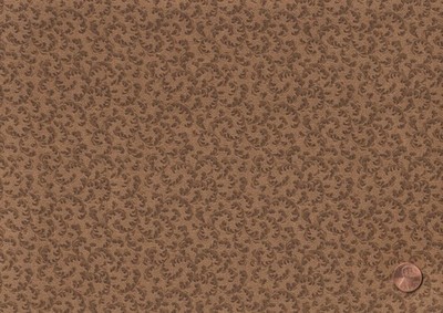 BROWN, 100% Cotton Fabric: Fancy Calico Floral, Small Print - BTY