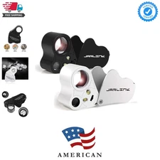 2 Pack 30X 60X Illuminated Jewelers Loupe Magnifier, Foldable Jewelry Magnifi...