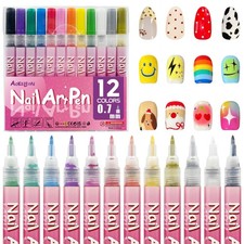 AOKELEON 12 Colors Nail Art Pens Set 3D Polish Multi-color B 