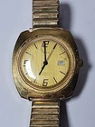 Working 1970s 80 Vintage Timex Viscount Automatic Mens Gold Tone Watch RUNS READ