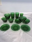 12 Pieces Emerald Green Jeanette Dishes Glasses Bowls Saucers