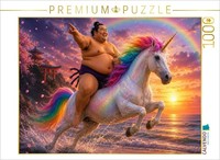 Calvendo Puzzle Sumo Wrestler And Unicorn At Sunset | 1000 Pieces, Finished Size