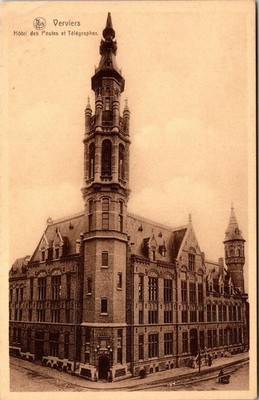 VINTAGE POSTCARD CENTRAL OFFICE FOR POSTS AND TELEGRAPHS VERVIERS BELGIUM c 1920