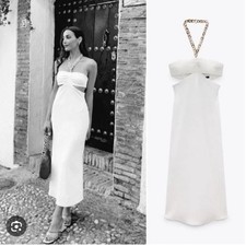 Zara White cut out midi dress L. NWT