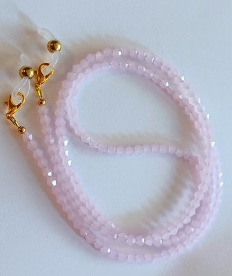 EYEGLASS CHAIN 27'' JADE PINK Beaded Holder Strap Reading Glasses iCandy CLIP GLD