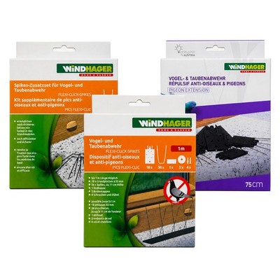 Windhager Taubenabwehr Spikes Flexi-Click Set A/B/C + Alu-Edelstahl 60cm