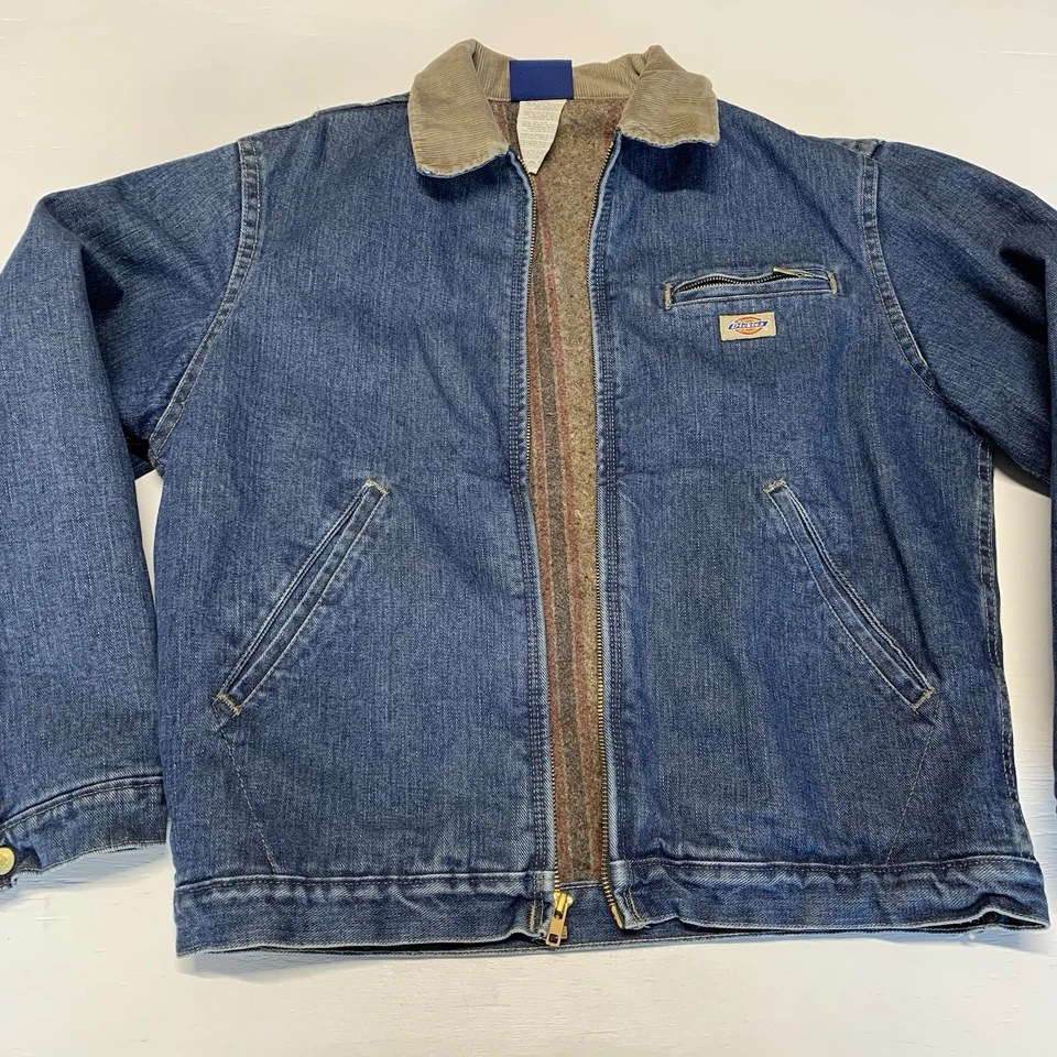 Chaqueta vaquera vintage Dickies Detroit abrigo de trabajo forrado para hombre talla M años 90 Foto 3 de 4