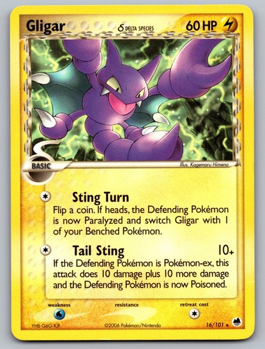 Pokemon TCG Gligar (Delta Species) Rare EX Dragon Frontiers 16/101 NM Kagemaru H