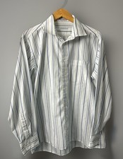VTG Christian Dior Pinstripe Cotton Button Down mens Dress shirt 17.5 /34/35