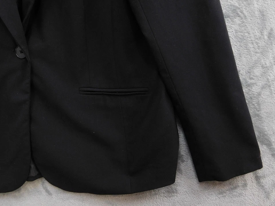 Blazer Liz Claiborne Mujer 12 Negro Carrera Oficina Traje Chaqueta Forrado Elástico Foto 3 de 4