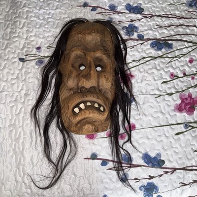 Lőtschentaler-Masken Heimarbeit Hand Carved Swiss Wooden Carnival Mask Hair 18 
